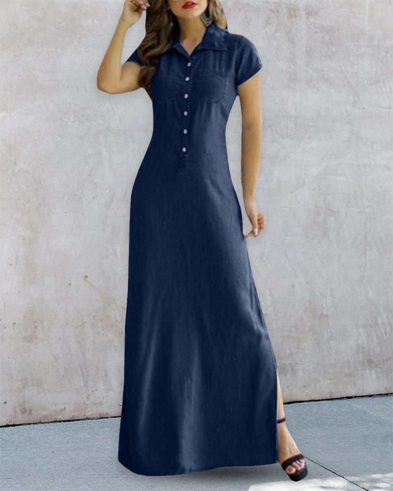 Modefest- Denim-Imitat-Kleid Marineblau
