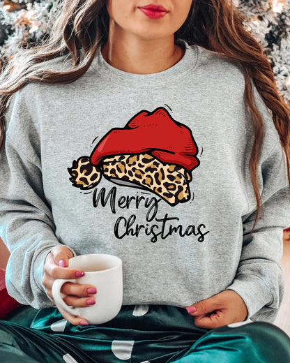 Leopard Weihnachtsmütze Frohe Weihnachten Sweatshirt