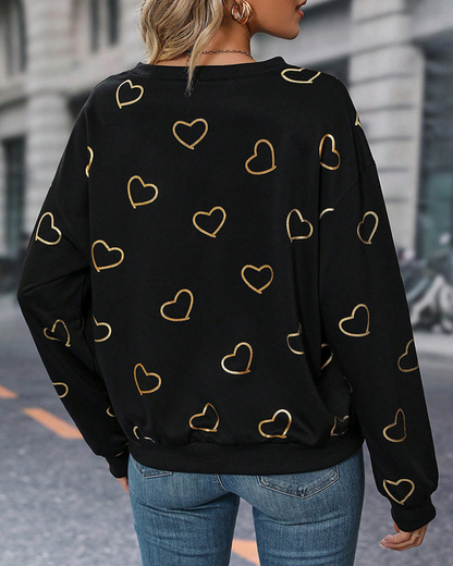 Modefest- Einfaches Sweatshirt mit Liebesmusterdruck