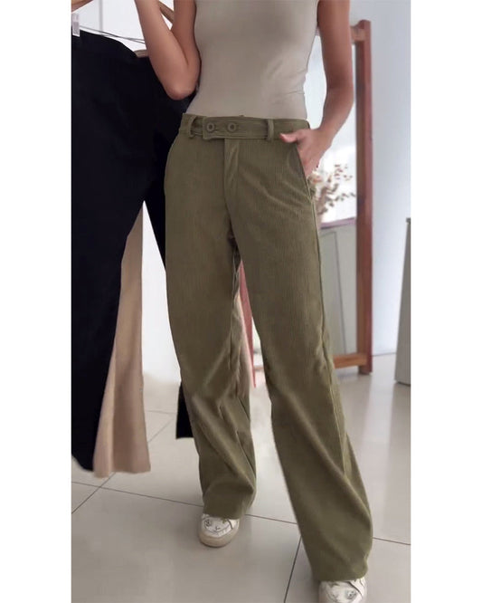 Pantalon de loisirs simple et uni avec poches et boutons