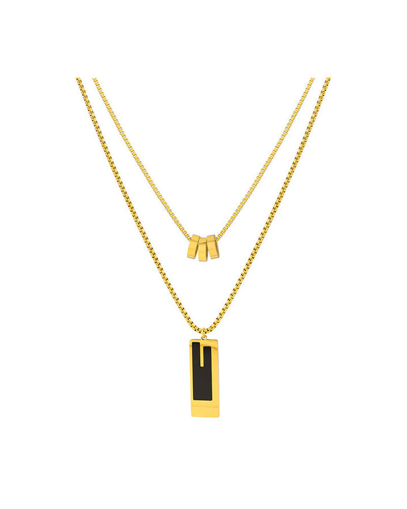 Modefest- Doppeltes langes Halskette aus Titanstahl Golden