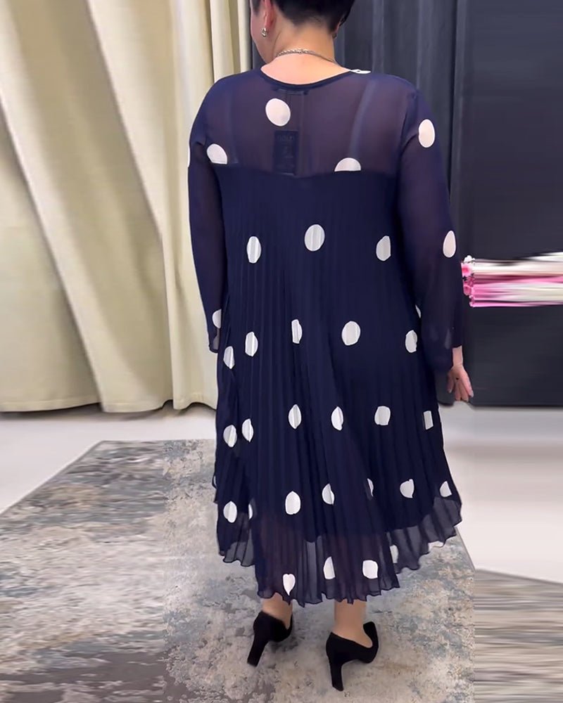 Modefest- Rundhalsausschnitt Polka Dot Kleid