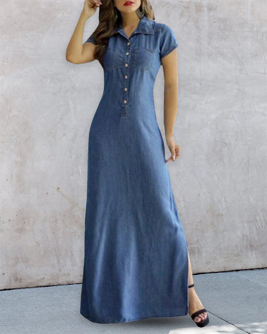 Modefest- Denim-Imitat-Kleid Blau