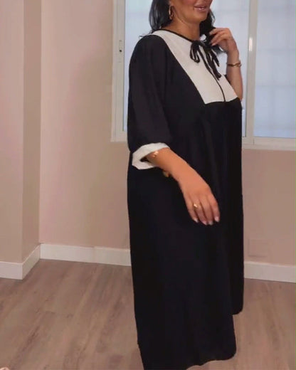 Robe décontractée avec imprimé color block et détails à lacets