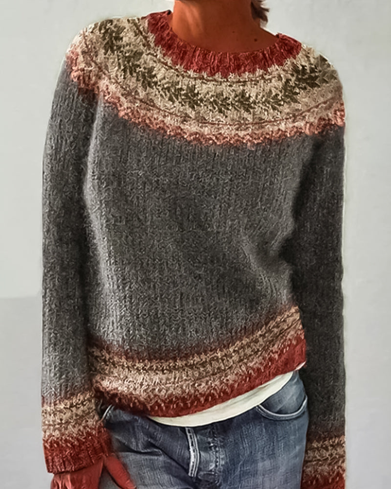 Modefest- Colorblocked Pullover mit Rundhalsausschnitt Grau