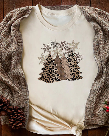 T-Shirt mit Weihnachtsbaum-Print