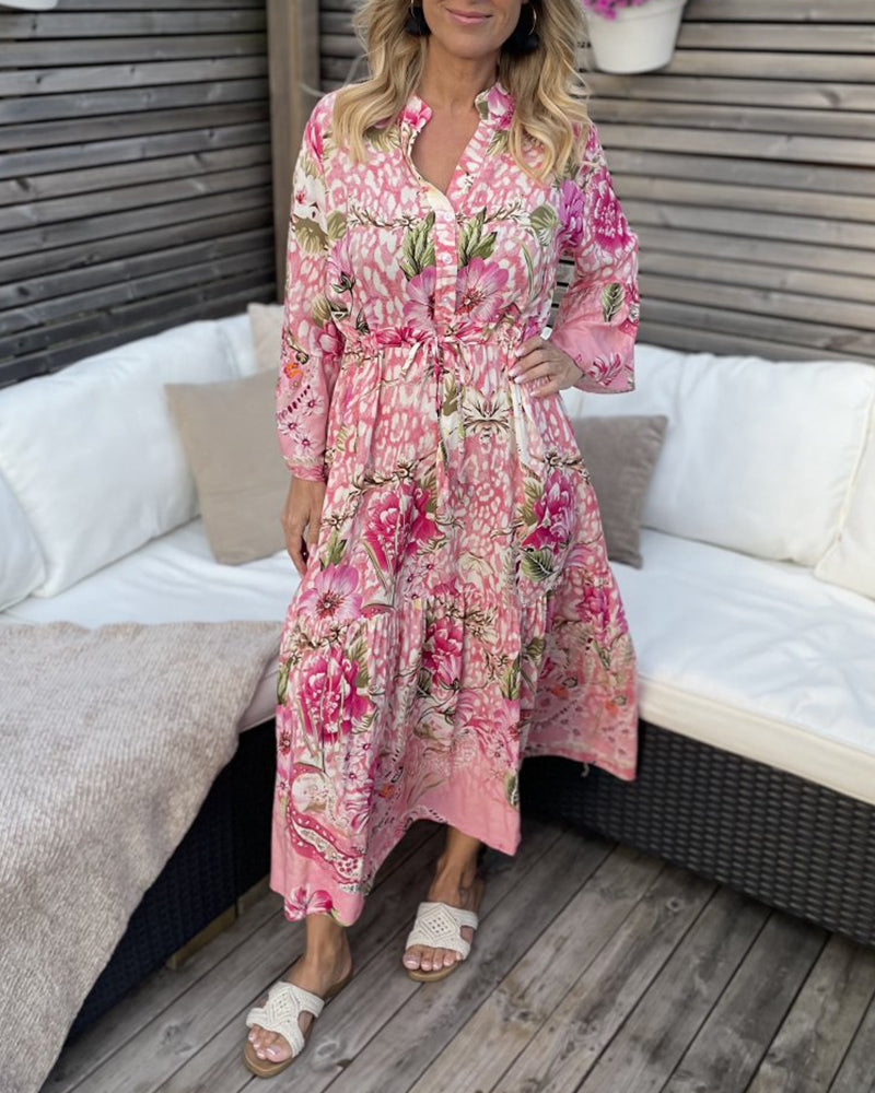 Vestido casual resort com estampa floral