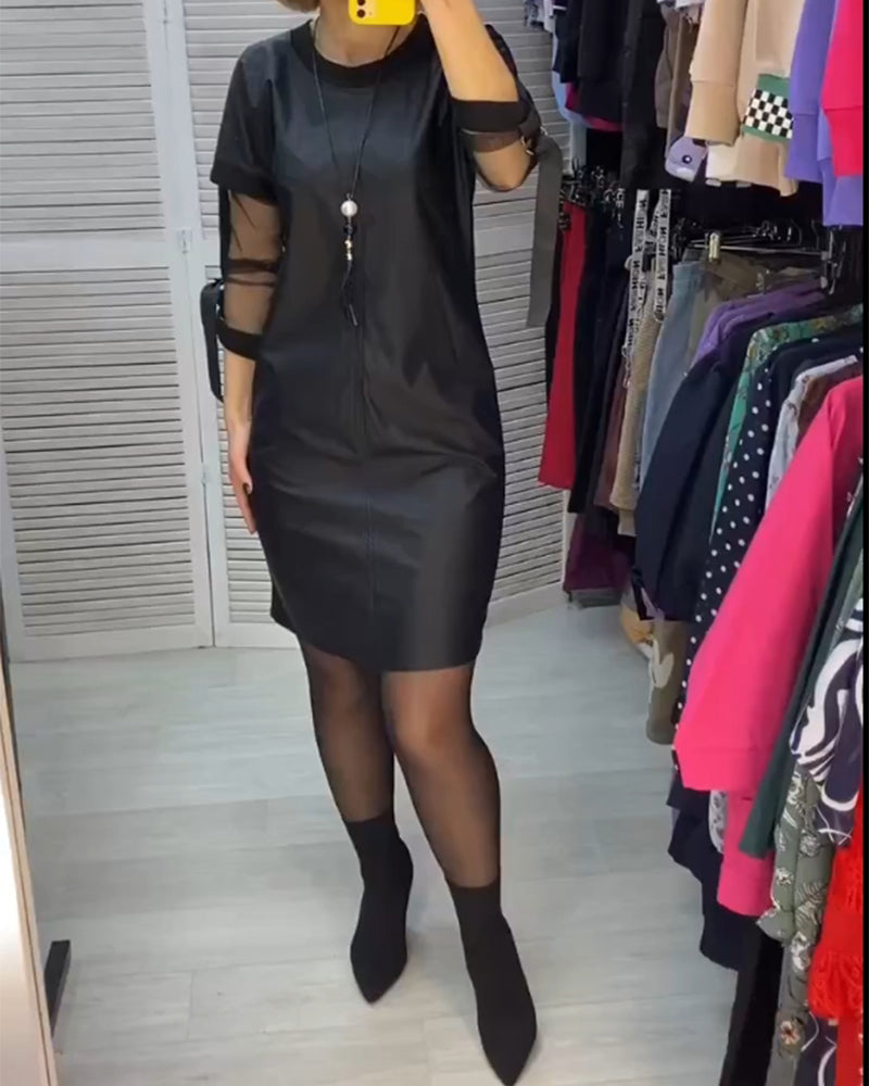 Modefest- Elegantes Bodycon-Kleid mit Rundhalsausschnitt Schwarz