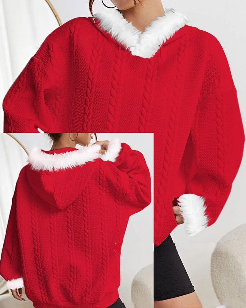 Modefest- Lässige Kapuzenpullover im Weihnachtsstil Rot