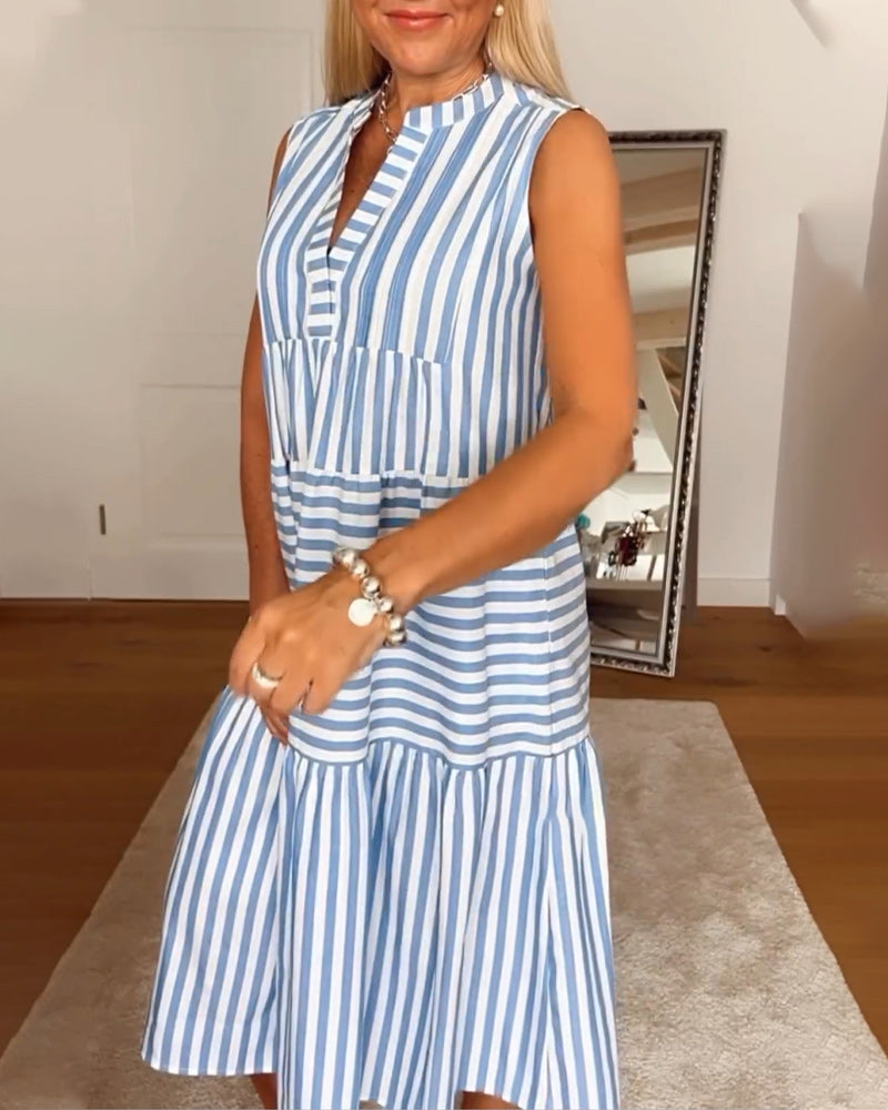 Casual sleeveless dress with stripe pattern