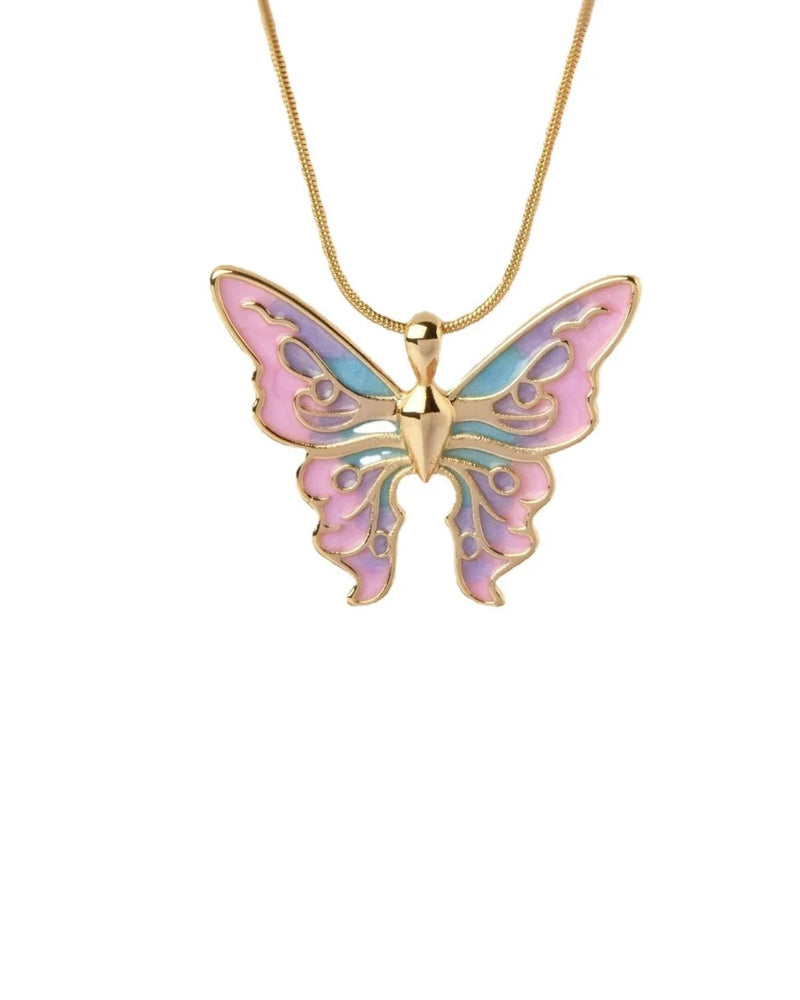 Modefest- Feen-Schmetterlings-Halskette Roségold