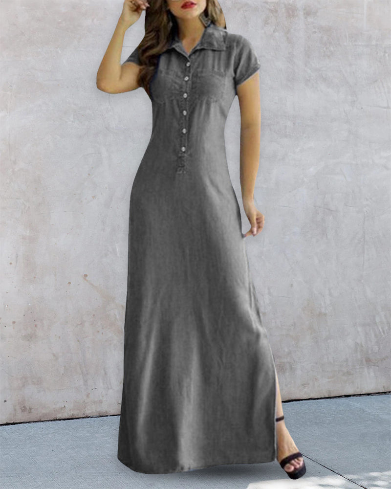 Modefest- Denim-Imitat-Kleid Grau