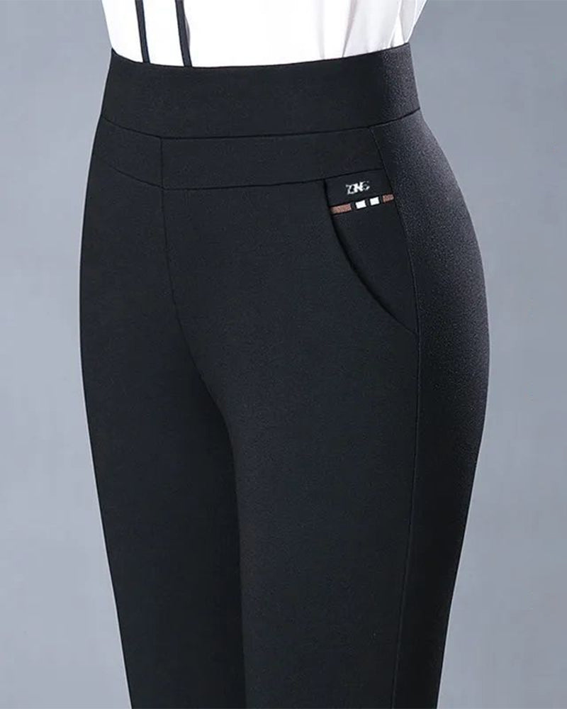 Modefest- Lässige Hose mit hoher Taille und Tasche Schwarz