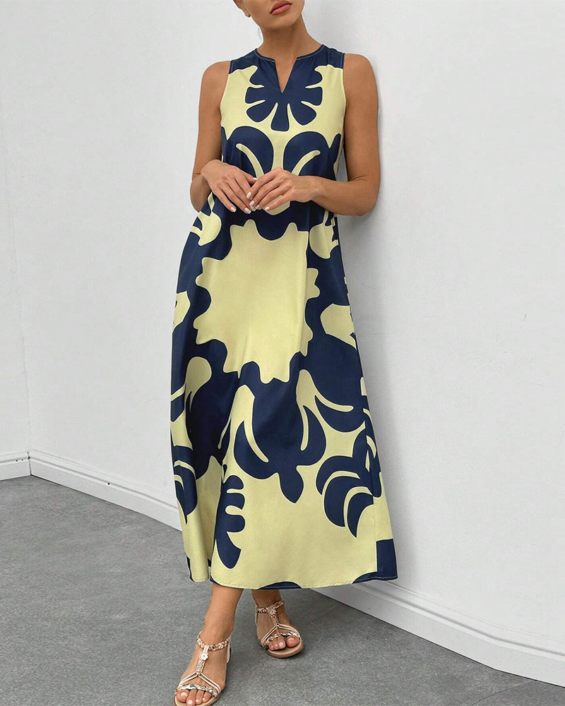 Modefest- Stylisches Tanktop-Kleid mit Taschenprint