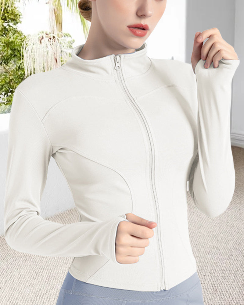 Einfarbige, schmal geschnittene yoga-jacke