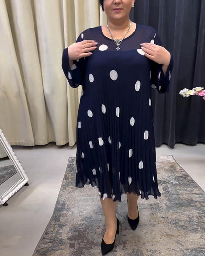 Modefest- Rundhalsausschnitt Polka Dot Kleid