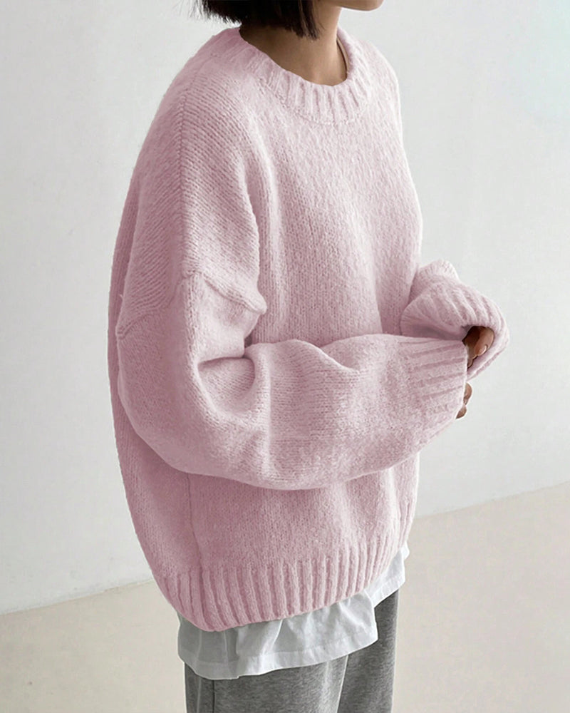 Modefest- Pullover mit Rundhalsausschnitt und einfarbigen Farben