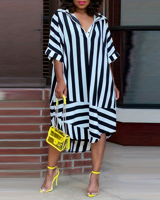 Dress with wide stripes