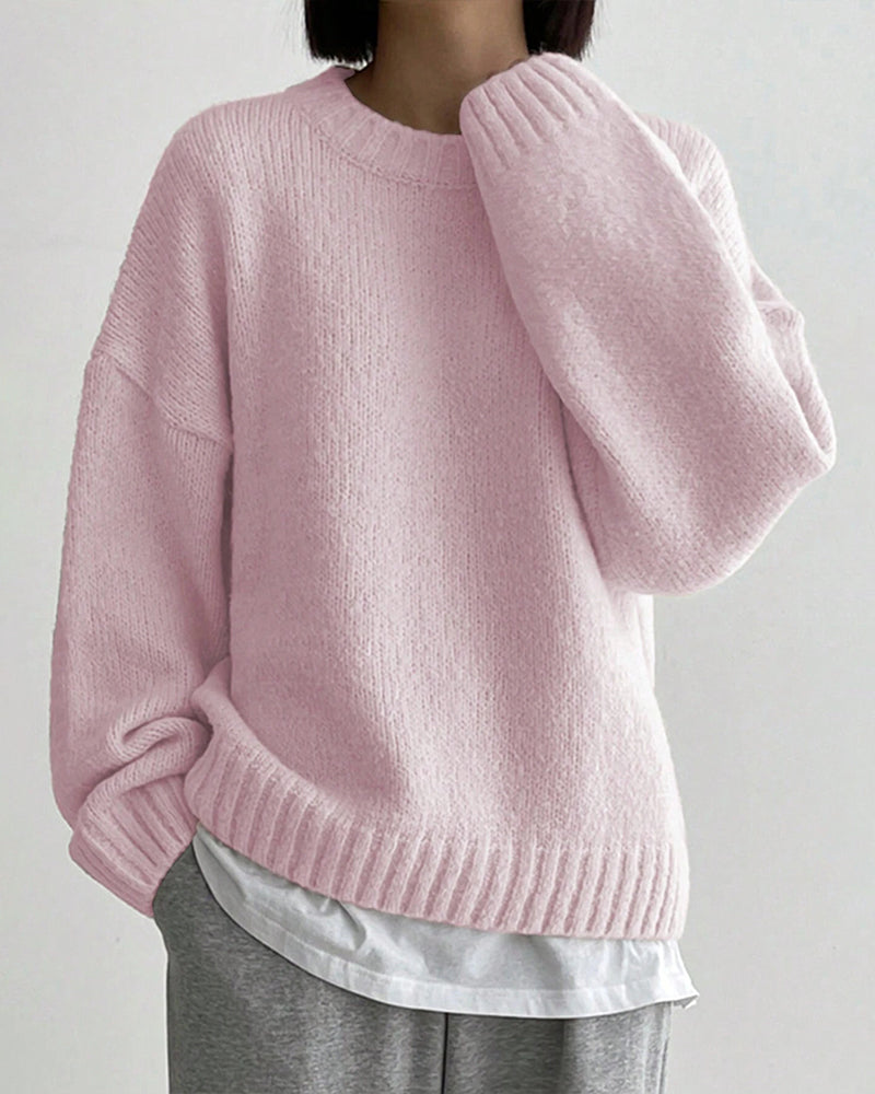 Modefest- Pullover mit Rundhalsausschnitt und einfarbigen Farben