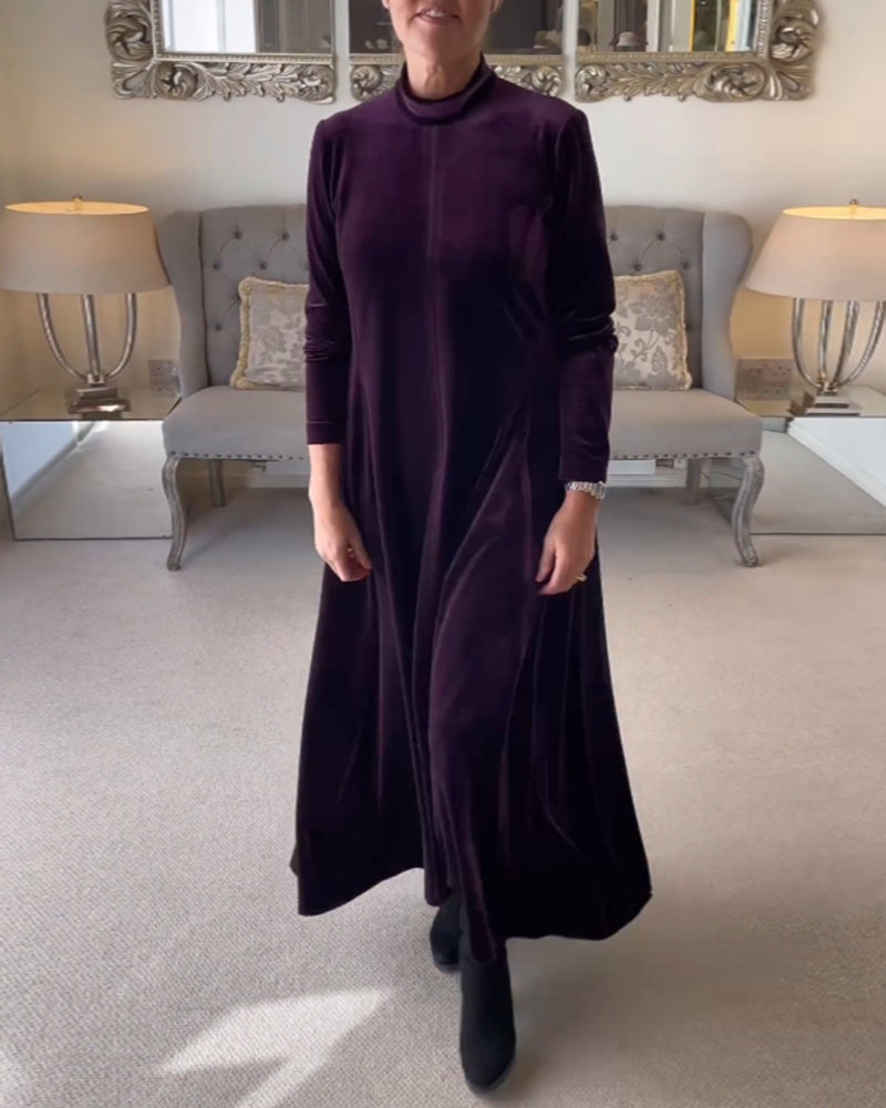 Modefest- Kleid mit Stehkragen und langen Ärmeln Violett