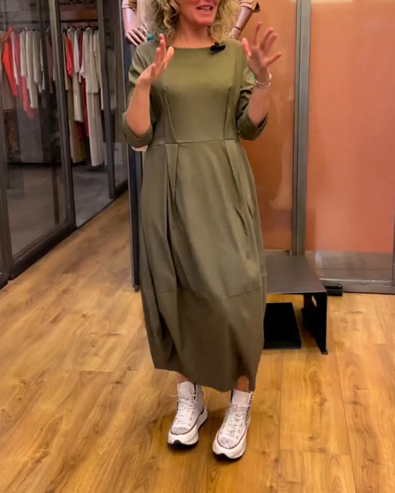 Modefest- Kleid mit Rundhalsausschnitt und 2/3-Ärmeln Grün