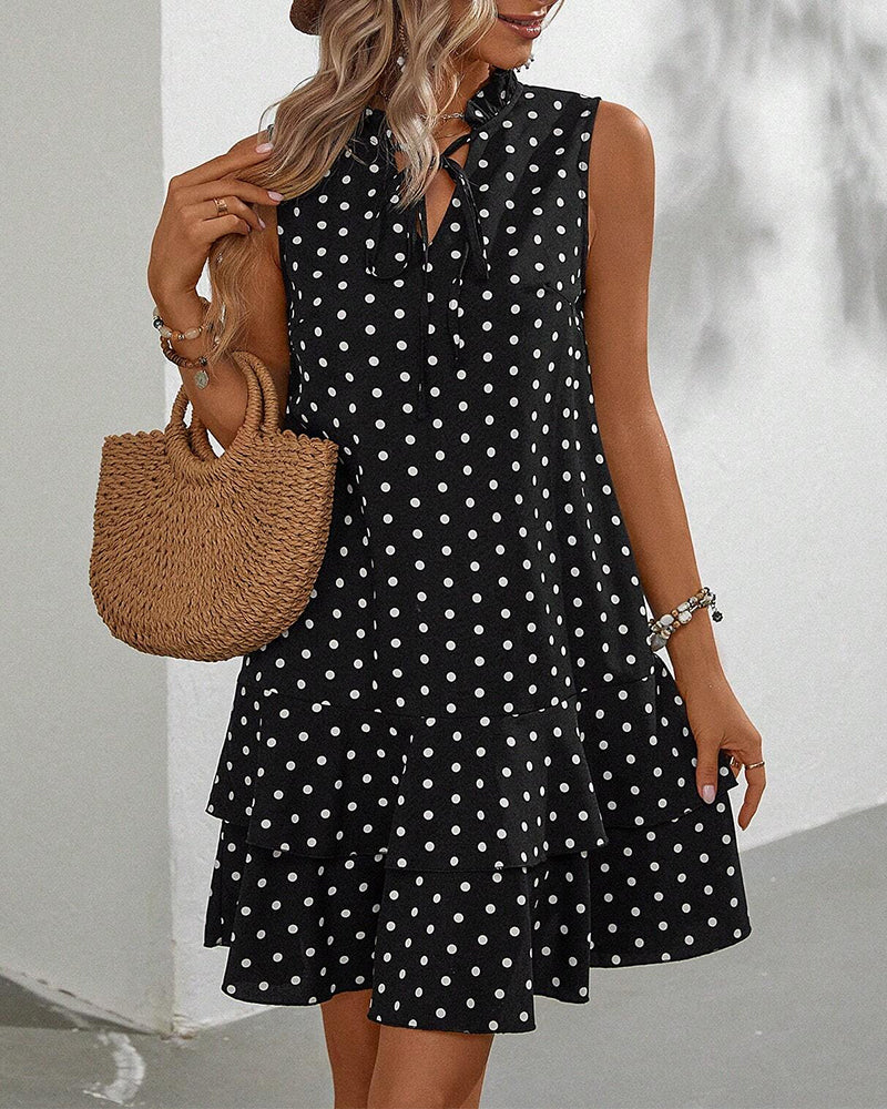 Modefest- Kleid ohne Ärmel und Polka Dot