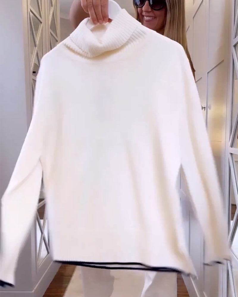 Modefest- Pullover mit hohem Hals und langer Ärmel