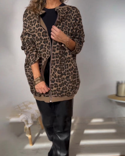 Modefest- Modisches lockeres Sweatshirt mit Leopardenmuster