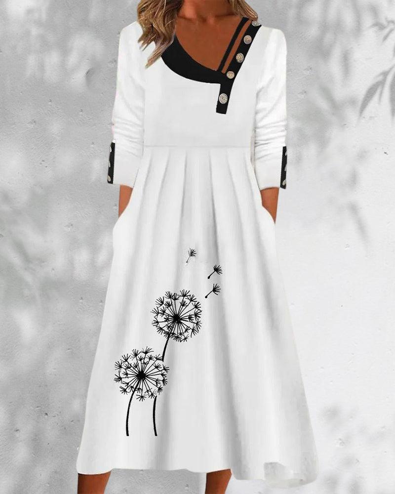 Modefest- Kleid mit diagonalem ausschnitt und langen ärmeln Weiß