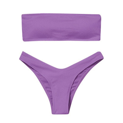 Modefest- Rohroberteil | Brasilianischer Bikini | Strandbikini | Einfarbiger Bikini | Bademode | Badeanzug | Bandeau-Bikinioberteil | Sexy trägerloses Strandtop Violett