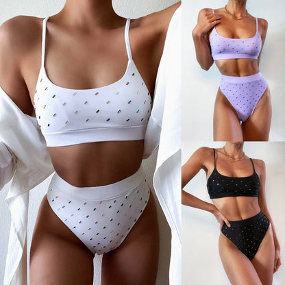 Modefest- Dot Print Bikini Badeanzug Damen Solide Bikini Set Push Up Badeanzug Beachwear Gepolsterte Bademode Beach High Waist Bikini Biquíni