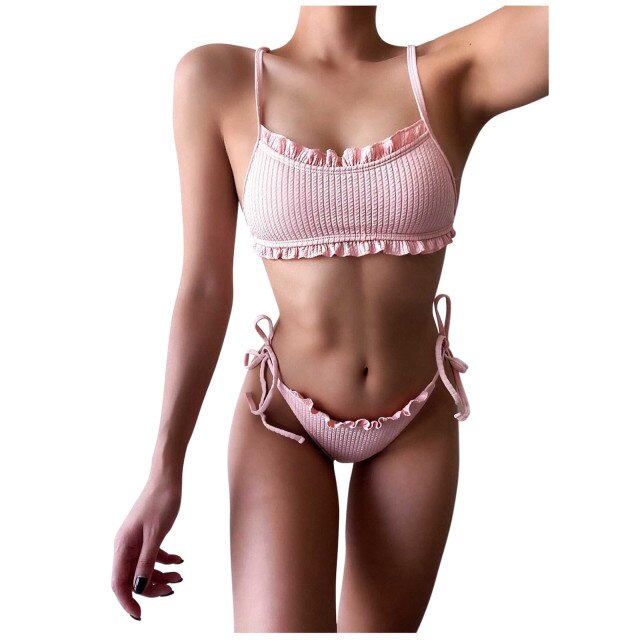 Modefest- Dot Print Bikini Badeanzug Damen Solide Bikini Set Push Up Badeanzug Beachwear Gepolsterte Bademode Beach High Waist Bikini Biquíni