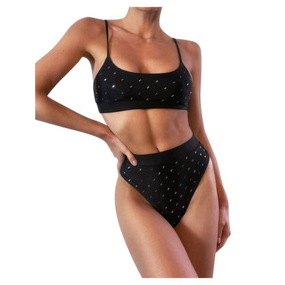 Modefest- Dot Print Bikini Badeanzug Damen Solide Bikini Set Push Up Badeanzug Beachwear Gepolsterte Bademode Beach High Waist Bikini Biquíni