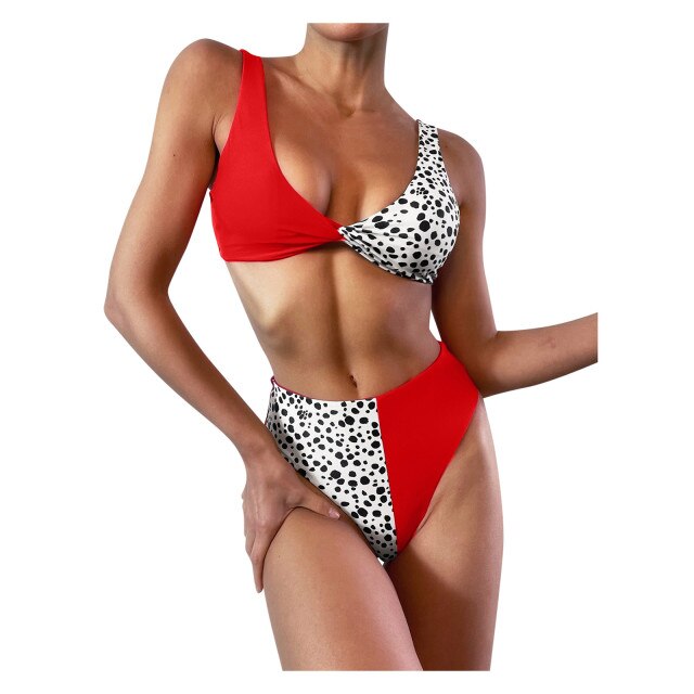 Modefest- Dot Print Bikini Badeanzug Damen Solide Bikini Set Push Up Badeanzug Beachwear Gepolsterte Bademode Beach High Waist Bikini Biquíni