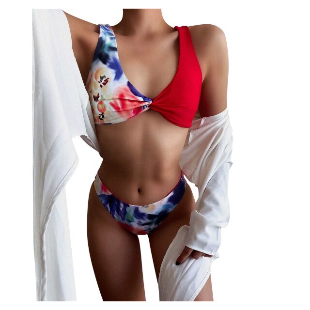 Modefest- Dot Print Bikini Badeanzug Damen Solide Bikini Set Push Up Badeanzug Beachwear Gepolsterte Bademode Beach High Waist Bikini Biquíni