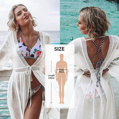 Modefest- Gehäkeltes Bikini-Cover-Up-Kleid | Badeanzug Strandkleid | Badeanzug vertuschen | Frauen-Bikini-Hülle | Strandbekleidung Anzug | Hohl Tunika Strandkleid FC50137W Einheitsgröße