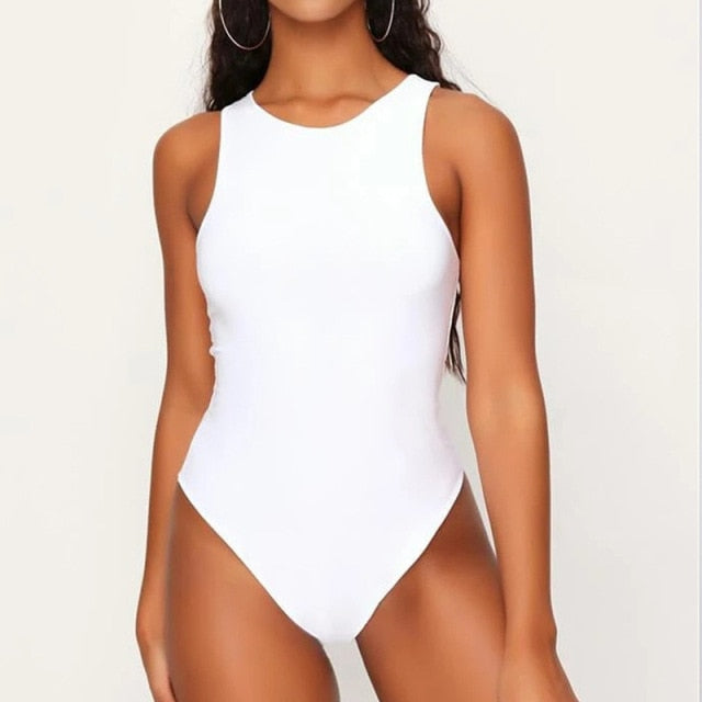 Modefest- Sexy einfarbiger Bikini | Einteiliger Badeanzug mit O-Ausschnitt | Monokini-Badeanzüge | Frauen-Strand-Bikini | Badeanzüge für den Strand | Damen-Push-Up-Bikini Weiß
