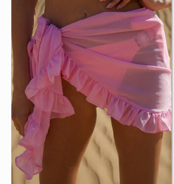Modefest- Wrap Kaftan Sarong Strand Sexy Röcke 9 Farben Badeanzug Vertuschungen Damen Chiffon Bademode Pareo Schal Bikini Vertuschungen 2021 Rosa Einheitsgröße