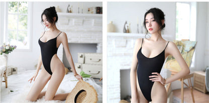 Modefest- einteiliger Badeanzug Frauen Bademode Monokini sexy Bikini Farbe Sling Transparent Datei öffnen Fun Backless Japanese Student Spa