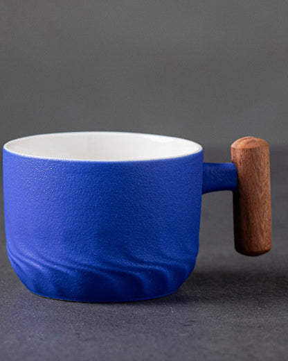 Modefest- Handgefertigte Retro-Kaffeetasse aus Keramik Blau