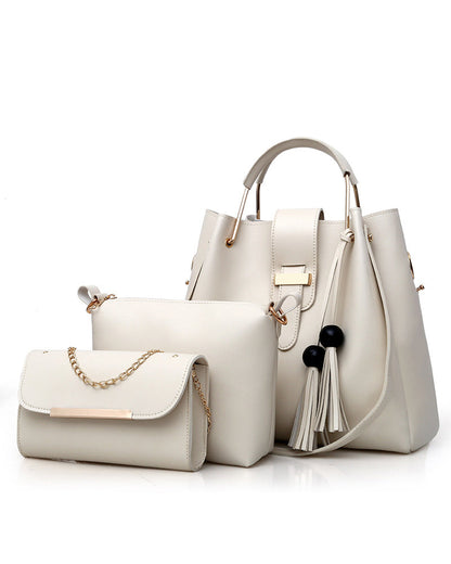 Modefest- Damenhandtasche Umhängetasche 3-teiliges Set Weiß