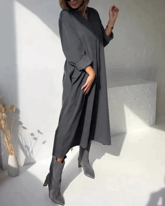 2023 New Vintage Oversized Simple Long Maxi Dress