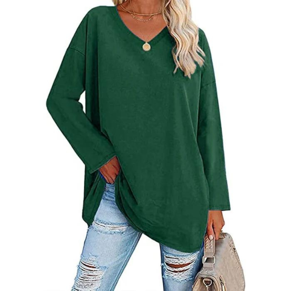 Modefest- Langärmeliger Pullover mit V-Ausschnitt grün
