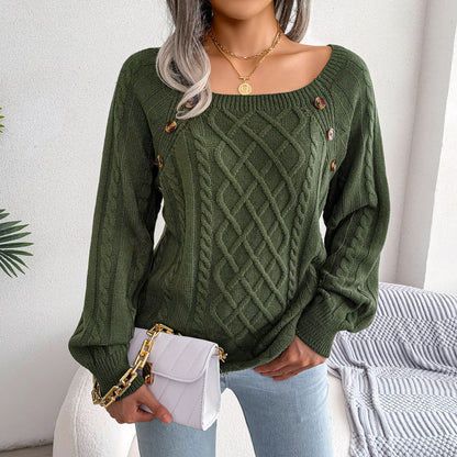 Modefest- Modischer Pullover mit quadratischem Ausschnitt Grün