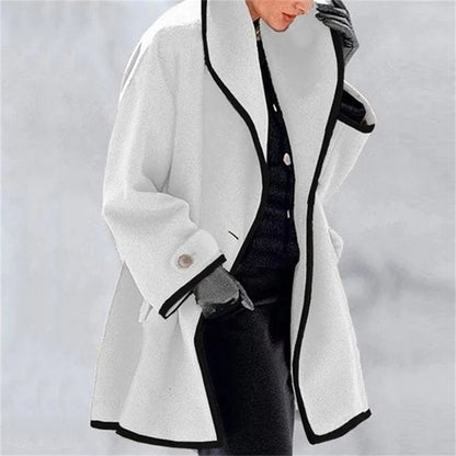 Modefest- Herbst und Winter Damen elegante Mode Wollmantel Weiß