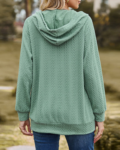 Modefest- Stylisches Langarm-Sweatshirt mit Reißverschluss in Einzelfarbe für lässige Eleganz