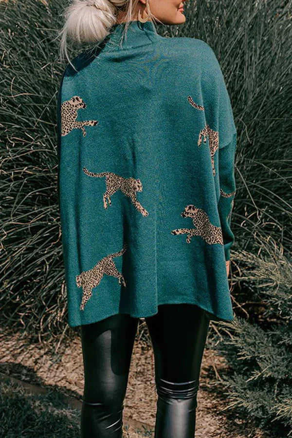 Modefest- Leoparden-Pullover mit Schlitz