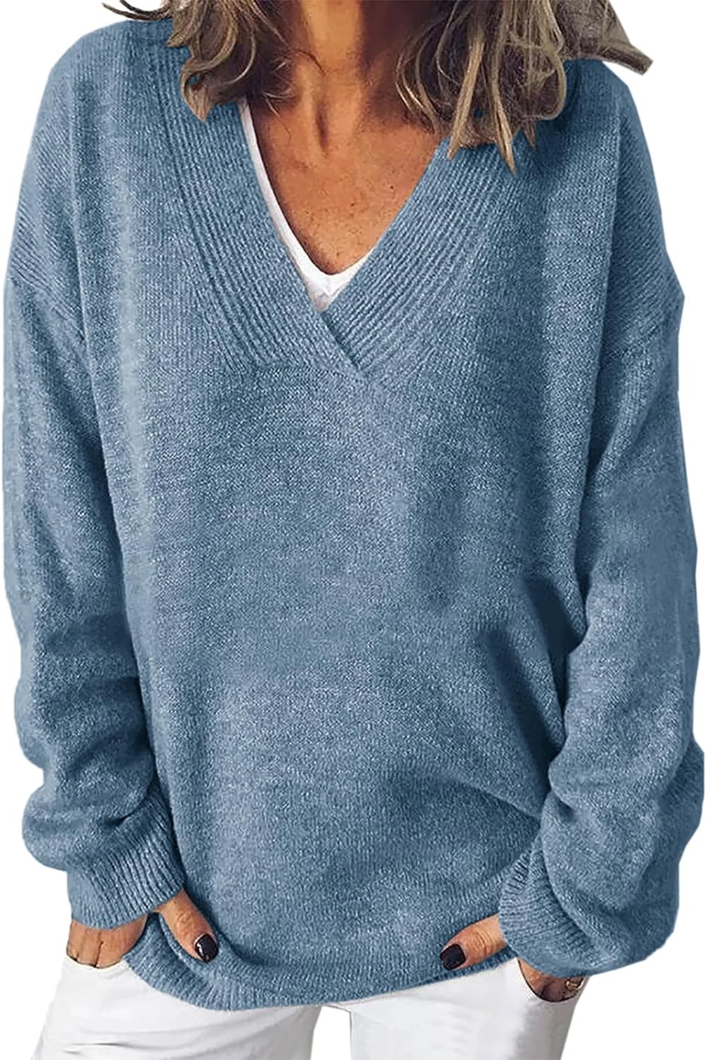 Modefest- Modischer Kaschmir-Komfort-Pullover Blau