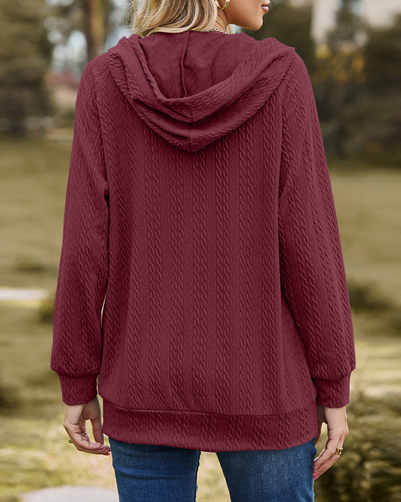 Modefest- Stylisches Langarm-Sweatshirt mit Reißverschluss in Einzelfarbe für lässige Eleganz