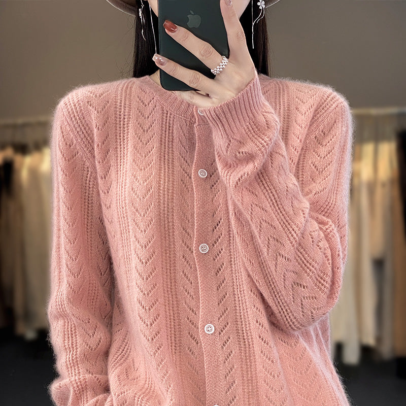 Modefest- Weiche, samtige Strickjacke aus Kaschmir Rosa